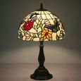 Odziezet Vitrail Tiffany Lampe de Chevet pour Chambre Salon Rétro Papillon Fleur Lampe 12 Pouces-2