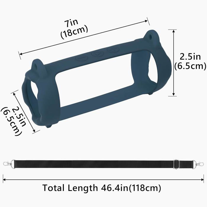 Coque Silicone Robuste Pour JBL Flip 7 - Étui Protection Voyage Avec Bandoulière Réglable (Noir)