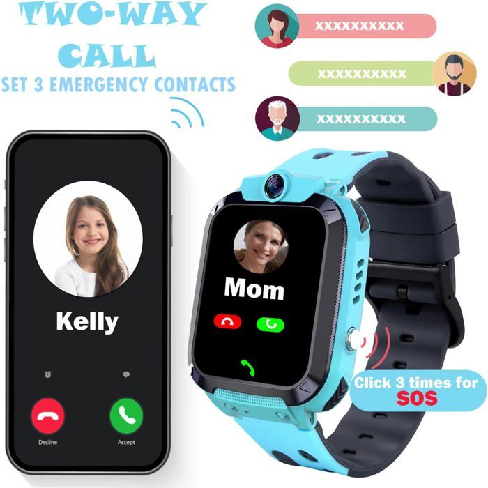 JUBUNRER Ontre Connectée Enfant GPS Ontre Intelligente Enfants IP68