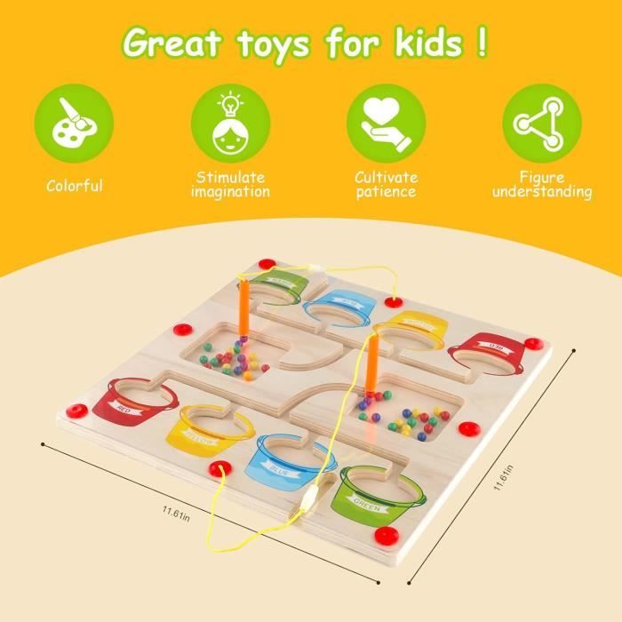 Labyrinthe Magnétique Amexo En Bois – Jeu éducatif Montessori Pour Enfants 3-5 Ans