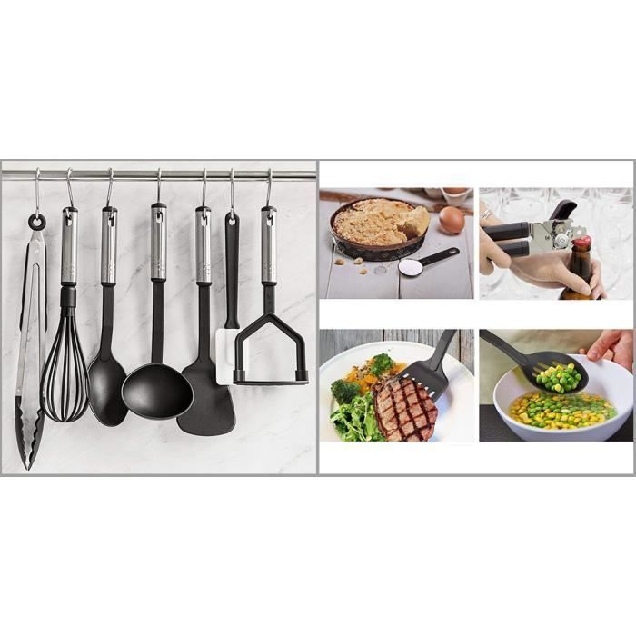 Ensemble Ustensiles Cuisine 40 Pièces Inox - Spatules, Fouet, Louche Avec Porte-Ustensiles