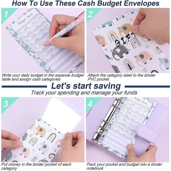 Classeur Budget,Dossier à Feuilles Mobiles A6 Bloc-notes En Anglais