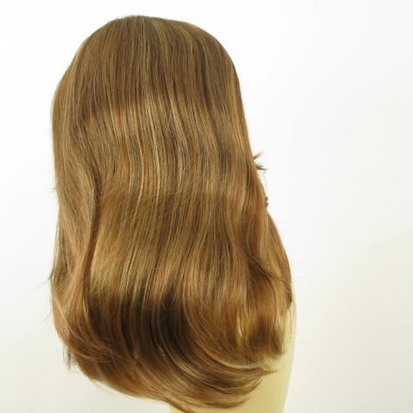 Perruque Mi-longue Châtain Cuivré Méché Blond - Modèle Zelinda 6BT27B, Synthétique, 60cm