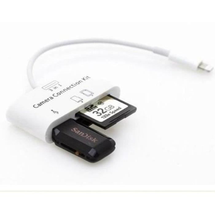 Adaptateur Lightning/Carte SD APPLE Lightning -lect carte SD