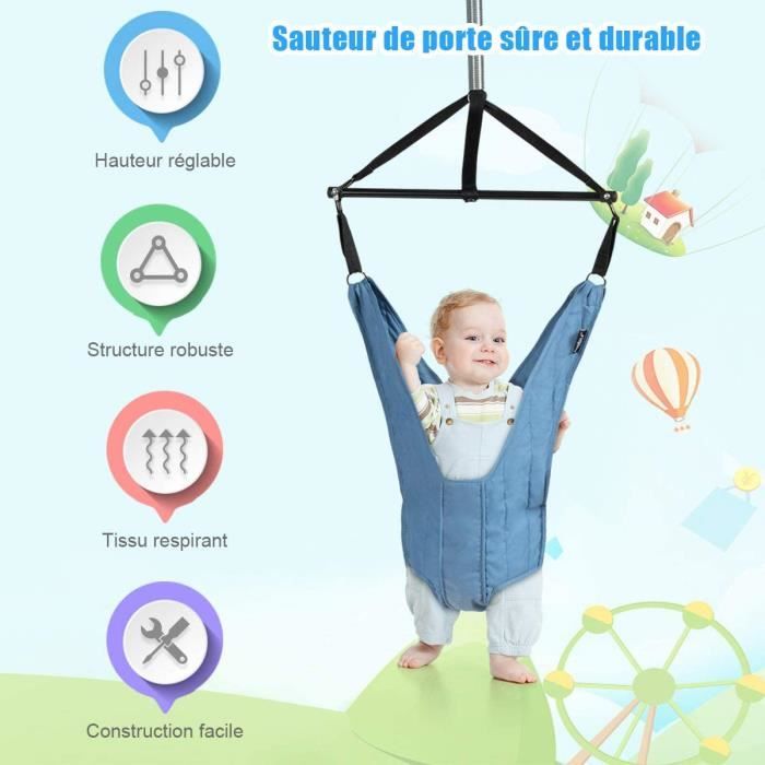 OPLUS Siège Sauteur Suspendu Bébé 6-12 Mois, Pliable et Réglable