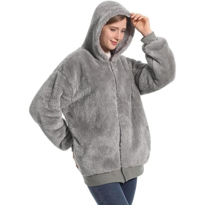 Femme Flanelle Sweat Capuche Couverture Ultra Douce en Polaire