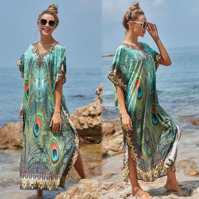 Robe de Plage Femme Tunique Caftan Grande Taille Kaftan Boheme Maxi Longue Fluide Ete couleurs couleurs multiples Couleurs multiples Cdiscount Pret a Porter
