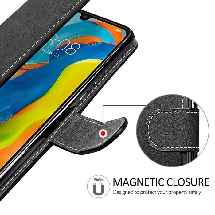 Coque Portefeuille Pour Huawei P30 Lite 2019 - Housse Avec Portes-cartes - Noir Et Rouge