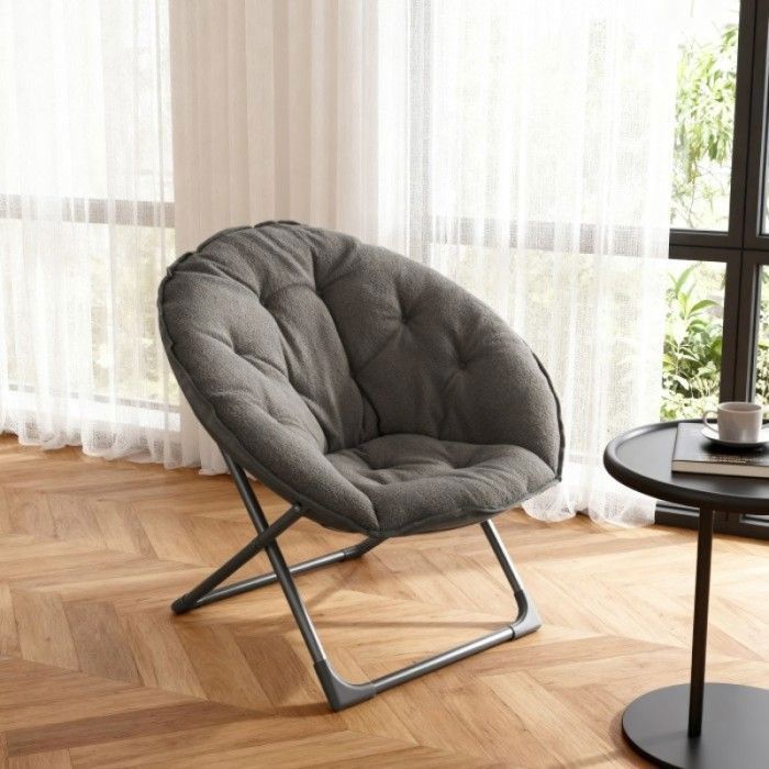 Odolplusz Fauteuil pour enfant, mini, moelleux, chaise de relaxation, motif de cœurs, gris et bleu