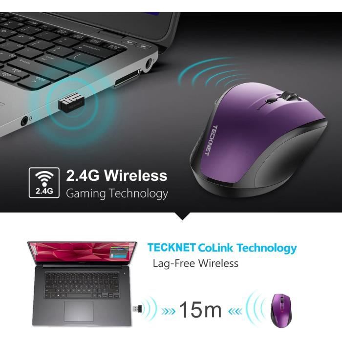 TECKNET Souris Bluetooth sans Fil, Wireless Mouse 3200 DPI avec 6