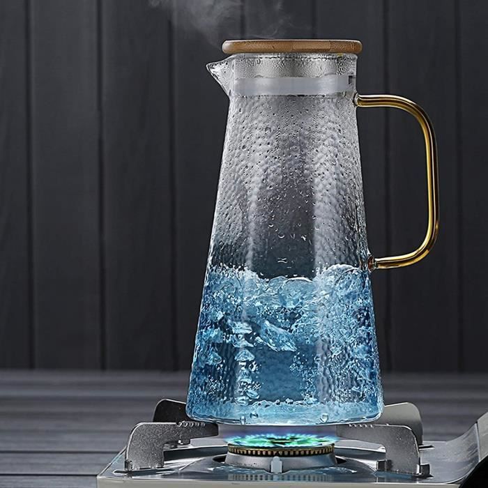 Carafe d'eau Pichet en verre avec couvercle pichet de thé glacé pichet  pichet chaud eau froide eau thé thé café café lait et j[1221] - Cdiscount  Maison