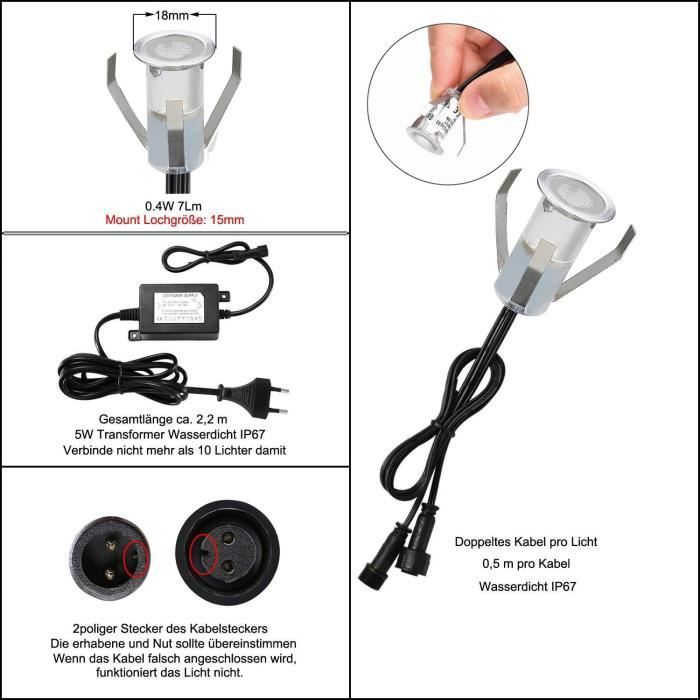 7 Farben LED Einbauleuchte Edelstahl IP67 – 12 V, Produktbild-Vorschau 1