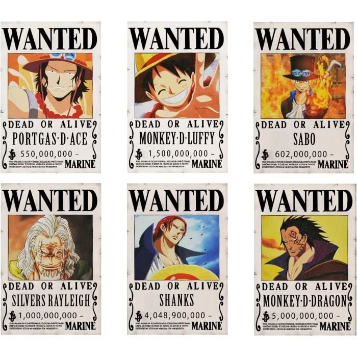 One Piece Wanted Poster 28,5 cm × 19,5 cm, nouvelle édition, Zorro, Luffy 1,5  milliards - Cdiscount Maison