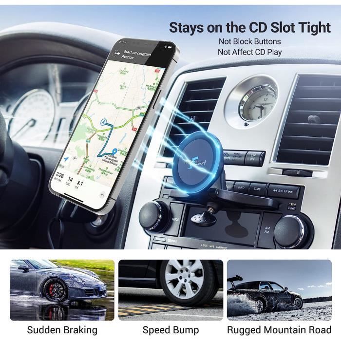 OlPG-Support de téléphone magnétique pour voiture, compatible avec iPhone  14, 12, 13, Pro, 12 Max, 12 Mini, étui Magsafe, aimant de bain, grille  d'aération