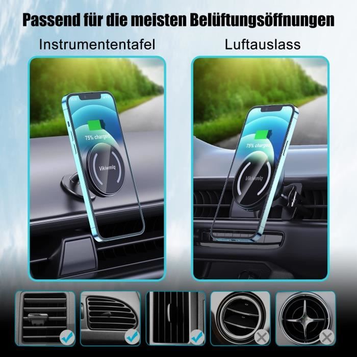 Noir - Support magnétique de voiture pour iPhone 12 13 14 Pro Max Magsafe  15W, chargeur rapide sans fil pour - Cdiscount Téléphonie