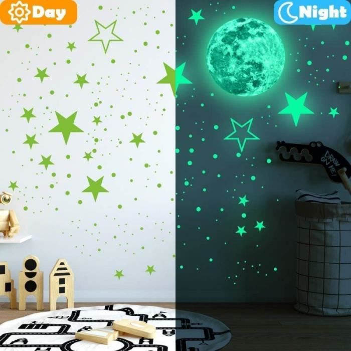 Dww-licorne Etoiles Phosphorescentes Plafond Lune Et Etoiles Lumineuses  Autocollants Stickers Muraux Enfants Etoile Fluorescente Pour Bb Fille  D'enfan