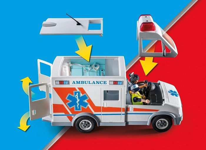 Playmobil 4221 : Ambulanciers / blessé / véhicule - Jeux et