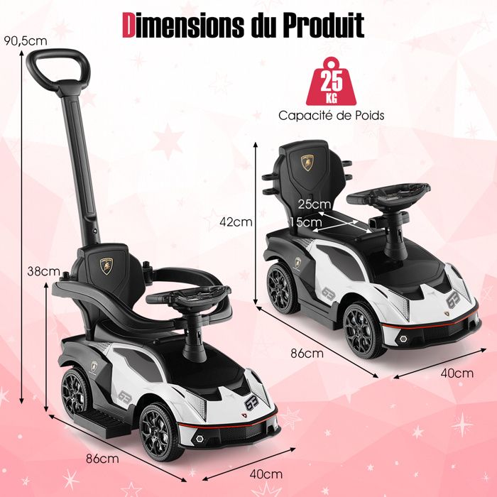 Lemodo Porteur Évolutif 1-3 Ans – Voiture à Roulettes Avec Barre De Sécurité, Pare-Soleil Et Volant Sonore – Un Véhicule Qui Grandit Avec Votre Enfant