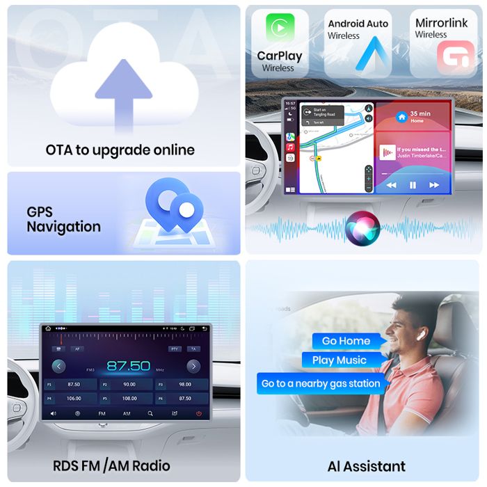Junsun Autoradio, Système multimédia 6.2 pouces, Android 14, V1 (2G 32G) avec Caméra de recul, pour Lancia Ypsilon 2012-2020