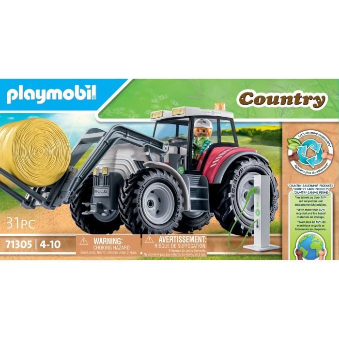 Playmobil 71249 Tracteur Avec Remorque – Petite Ferme Éco – Plus De 80% Matériaux Recyclés/Biosourcés – Jeu Ferme Dès 4 Ans – Idéal Enfant Vie à La Campagne