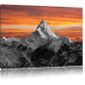 Toile Imprimé Montagne Enneigée Haute Au Coucher Du Soleil Blanc Noir Complètement Encadrées Avec Civière Wall Art Print Sur