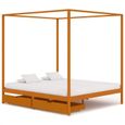Cadre de lit à baldaquin avec 2 tiroirs Bois de pin 160x200 cm A3060541-0