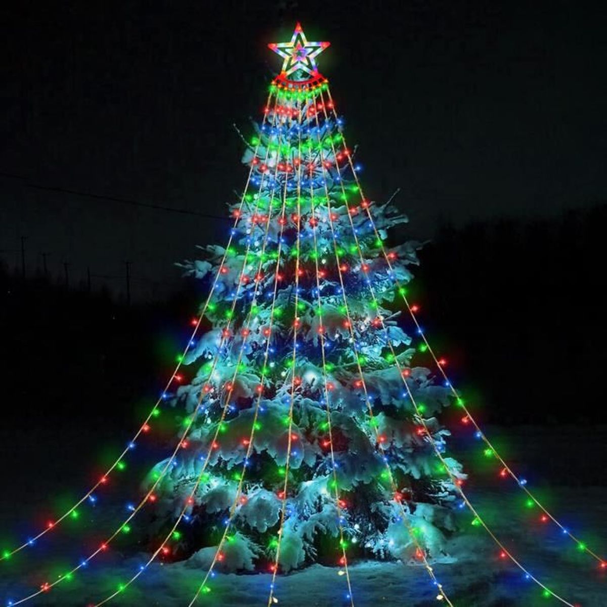 Guirlande Lumineuse Sapin de Noël Avec Etoile,350 LEDs Guirlande