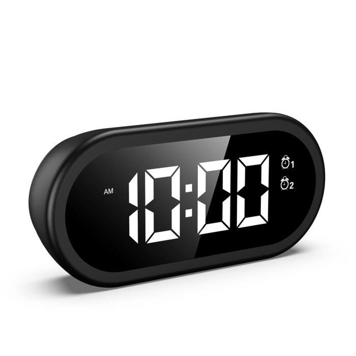Réveil Numérique Perfk - 15,5 Cm - Luminosité Réglable 5 Niveaux - Affichage Température Et Date - Fonction Snooze