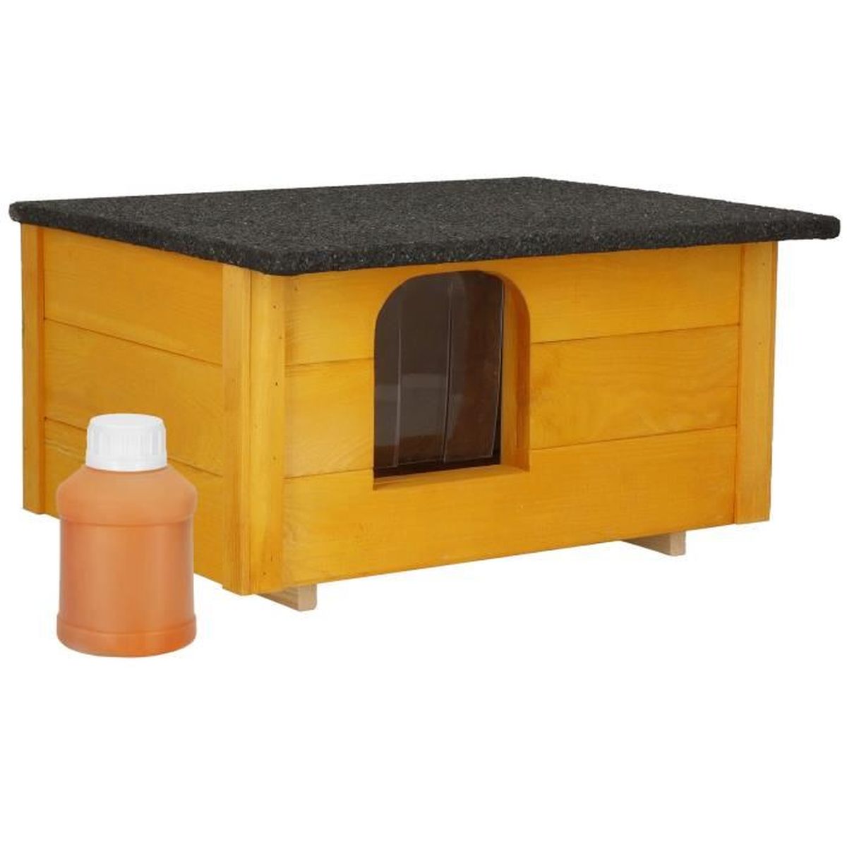 Niche Pour Chien Extérieure En Bois 72x65x83 Cm - Toit étanche, Plancher Amovible, Pieds Antidérapants, Gris