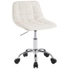 WOLTU Chaise Bureau en Velours Pivotante, Tabouret Coiffeuse Rembourrée avec Dossier, Réglable en Hauteur, Crème W0ATT0406