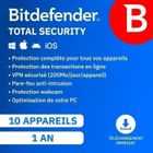 Bitdefender Total Security 2025* - (10 Appareils - 1 An) | Renouvellement automatique | Version Téléchargement