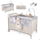 DREAMADE Lit Bébé 5 en 1, Berceau Portable, Lit Parapluie Pliable avec Table à Langer, Matelas, Boîte à Musique, Jouets Suspendus, Beige