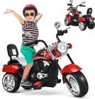 GOPLUS Moto Électrique pour Enfants 6 V à 3 Roues, 2,5-3km-h, Charge 30 KG, Scooter pour Enfants de 3 Ans+, 91x48x64 CM, Rouge