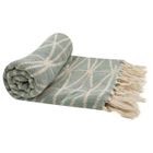 RIDEAUDISCOUNT Fouta, Jeté de Lit, Plaid 100% Coton 120 x 150 cm avec Franges Jacquard Motif Géométrique Bleu 120 x 150cm