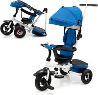 GOPLUS Tricycle Bébé 7-en-1, Tricycle Pliable avec Auvent, Siège Rotatif, Harnais de Sécurité, pour Enfants de 1-5 Ans, Bleu