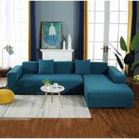 Housse de canapé de protection 3 +2 places en L d'angle en polyester pour meubles de maison douce luxueuse - vert émeraude
