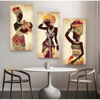 Tableaux sur Toile Femme Noire Africaine Toile Peinture Ethnique Art Affiche Décoration Murale Peintures Image 40x70cm Pas de Cadre