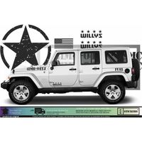 JEEP WILLYS Wrangler  KIT army USMC - NOIR - Kit Complet - voiture Sticker Autocollant