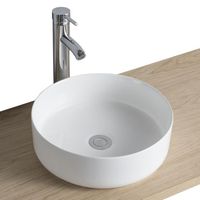 Vasque Salle de bain Ronde à Poser - MOB-IN - DIEGO - Céramique - Blanc / Noir / Gris Anthracite