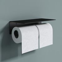 Dérouleur à papier WC mural noir mat avec tablette Sogood double distributeur de papier toilette porte papier en inox MMF089D