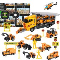 Voiture jouet pour enfants, ensemble de voiture de construction technique avec tapis de jeu, panneau de signalisation de sécurité et