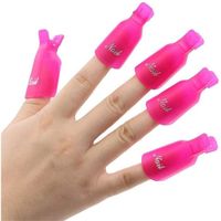 Dissolvant d'ongles Outil, Pince à Ongles Wrap Nail Clips Set Ongles Remover Nail Art Soak off Clip kit Manucure 10 PCS Rose Rouge