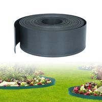 Bordure de pelouse en plastique PP - LZQ - 60 m - Anthracite - Flexible
