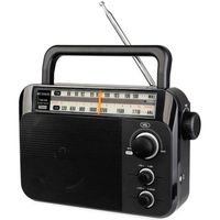 Retekess TR604 Radio FM AM Radio Portable avec Poignée AC DC Valable FM Antenne Pivotante Télescopique LED Radio Portable