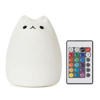 TD® Veilleuse pour bébé ou pour enfants télécommande lampe de chevet silicone chaton chargement USB lumière LED petit chat mignon