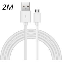 Cable Blanc Micro USB 2M pour Huawei Y7 2019-Y5p-Y6p-Y7p-P smart 2019-2020 [Toproduits®]