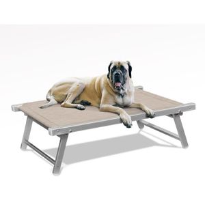 CORBEILLE - COUSSIN Lit pour chien aluminium niche animaux transat Doggy, Couleur: Beige