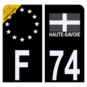 Autocollants 74 de la Haute-Savoie pour plaque d'immatriculation avec  blason du Chablais