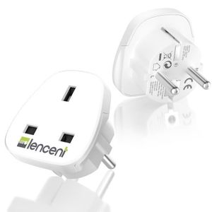 ADAPTATEUR DE VOYAGE LENCENT 2 Colis Adaptateur Prise Anglaise/Angleterre vers France/Europe,2Broche FR vers 3Broches UK/Royaume-Uni/Irlande,2500W,10A