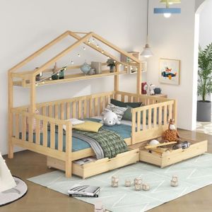 Need Sleep lit cabane Enfant 70x140 cm avec Barriere asymétrique